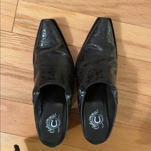 Boot type mules.  Open back.  Brand Charlie Horse